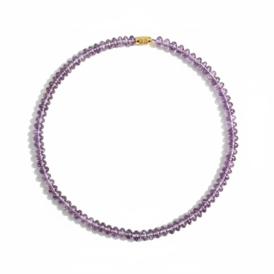 Vintage Amethyst Bead Necklace with 9K Gold Clasp