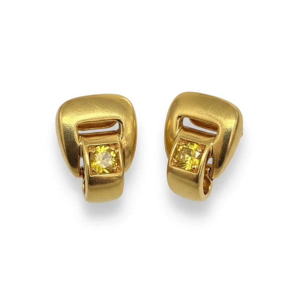 18K Yellow Gold Hermes Yellow Sapphire Earrings