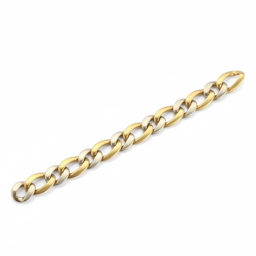 18K 2 Tones Sterle Curbe Link Bracelet