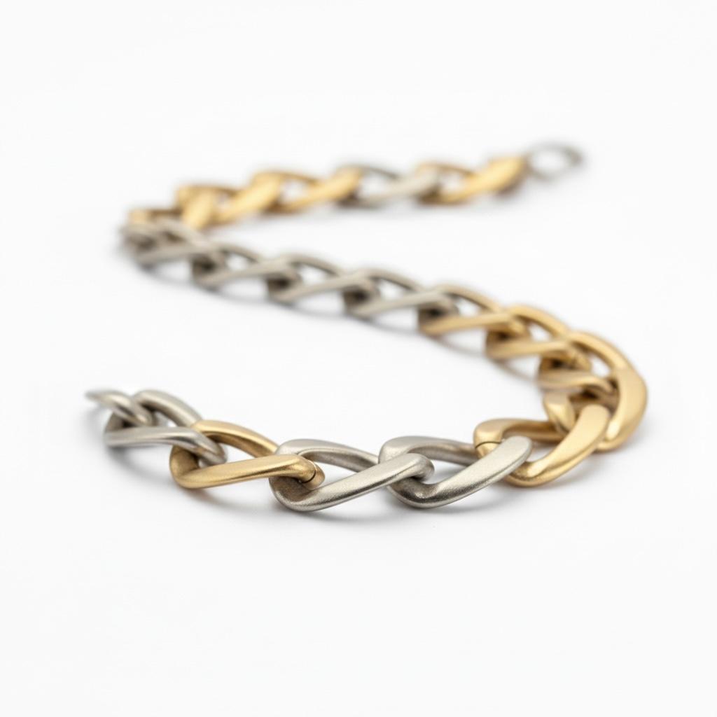18K 2 Tones Sterle Curbe Link Bracelet
