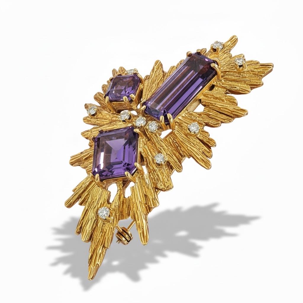 Van Cleef & Arpels Amethyst and Diamond Brooch, c. 1970