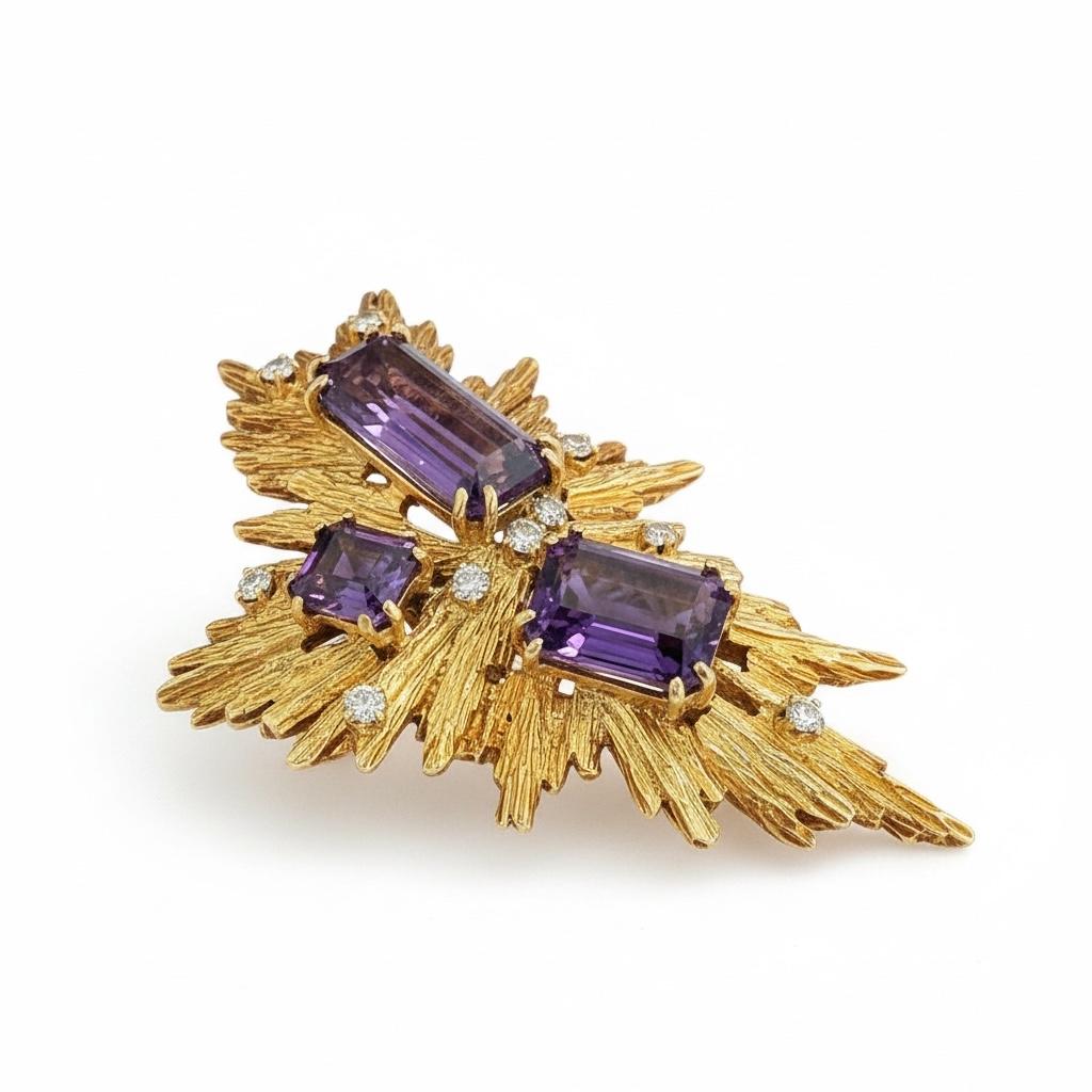 Van Cleef & Arpels Amethyst and Diamond Brooch, c. 1970