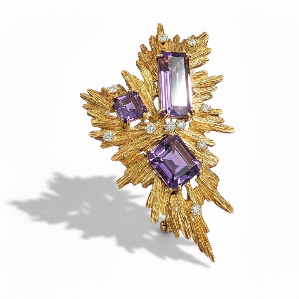 Van Cleef & Arpels Amethyst and Diamond Brooch, c. 1970