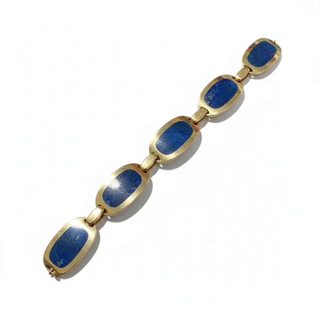 18K Gold Bulgari Lapis Lazuli Plaque Bracelet