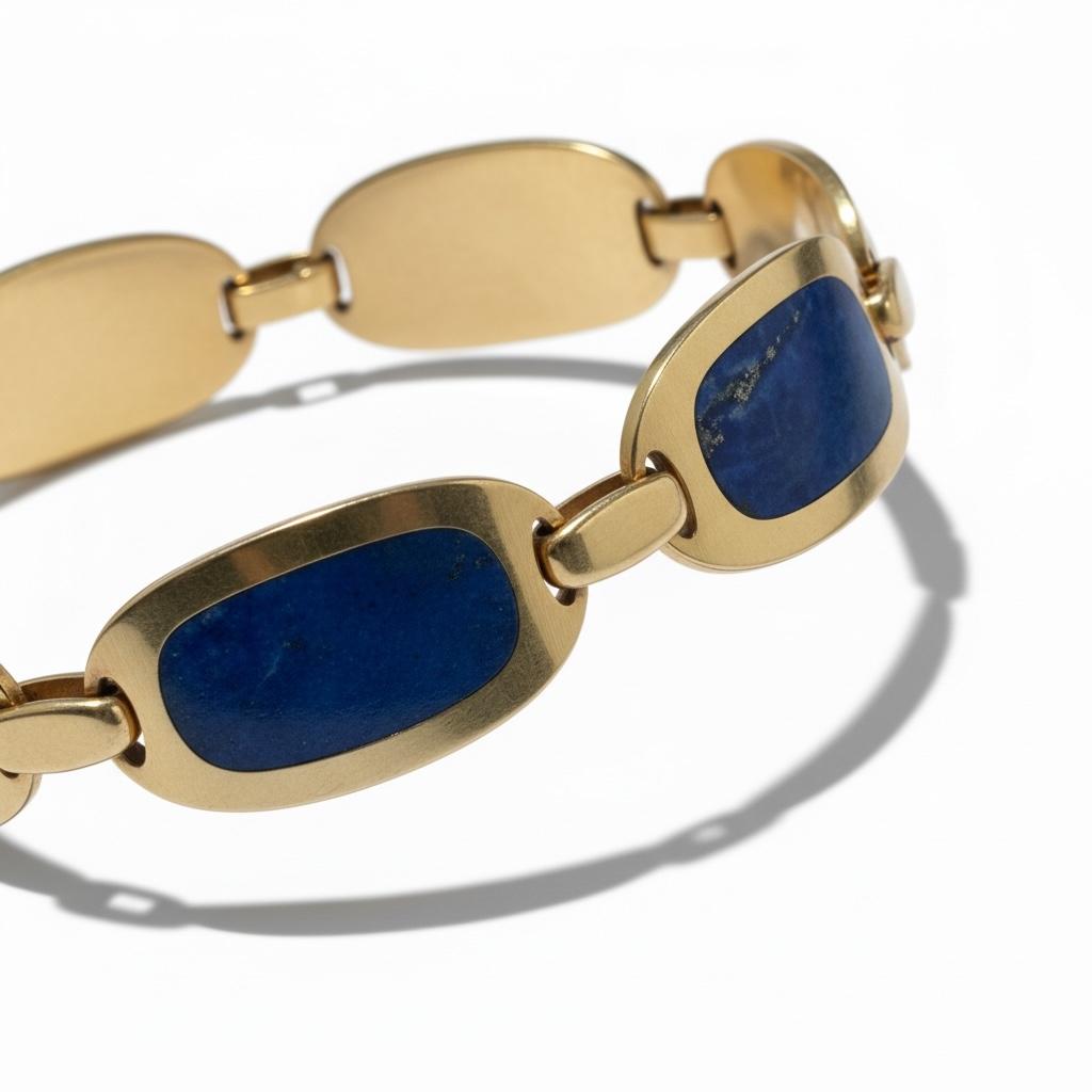 18K Gold Bulgari Lapis Lazuli Plaque Bracelet