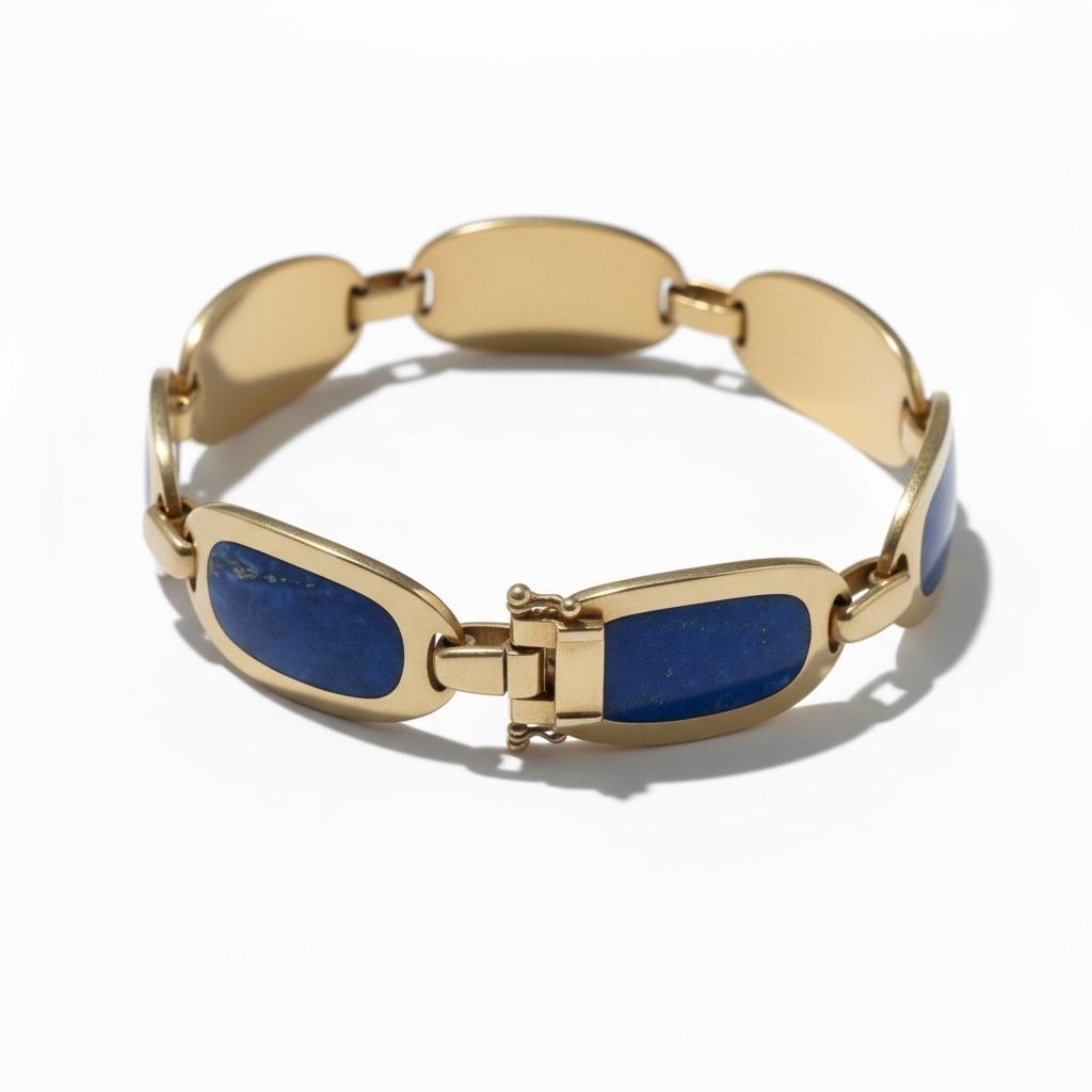 18K Gold Bulgari Lapis Lazuli Plaque Bracelet