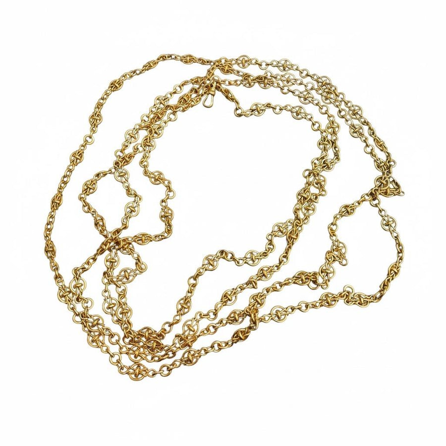 Victorian French Long Gold Chain 18k Yellow Gold