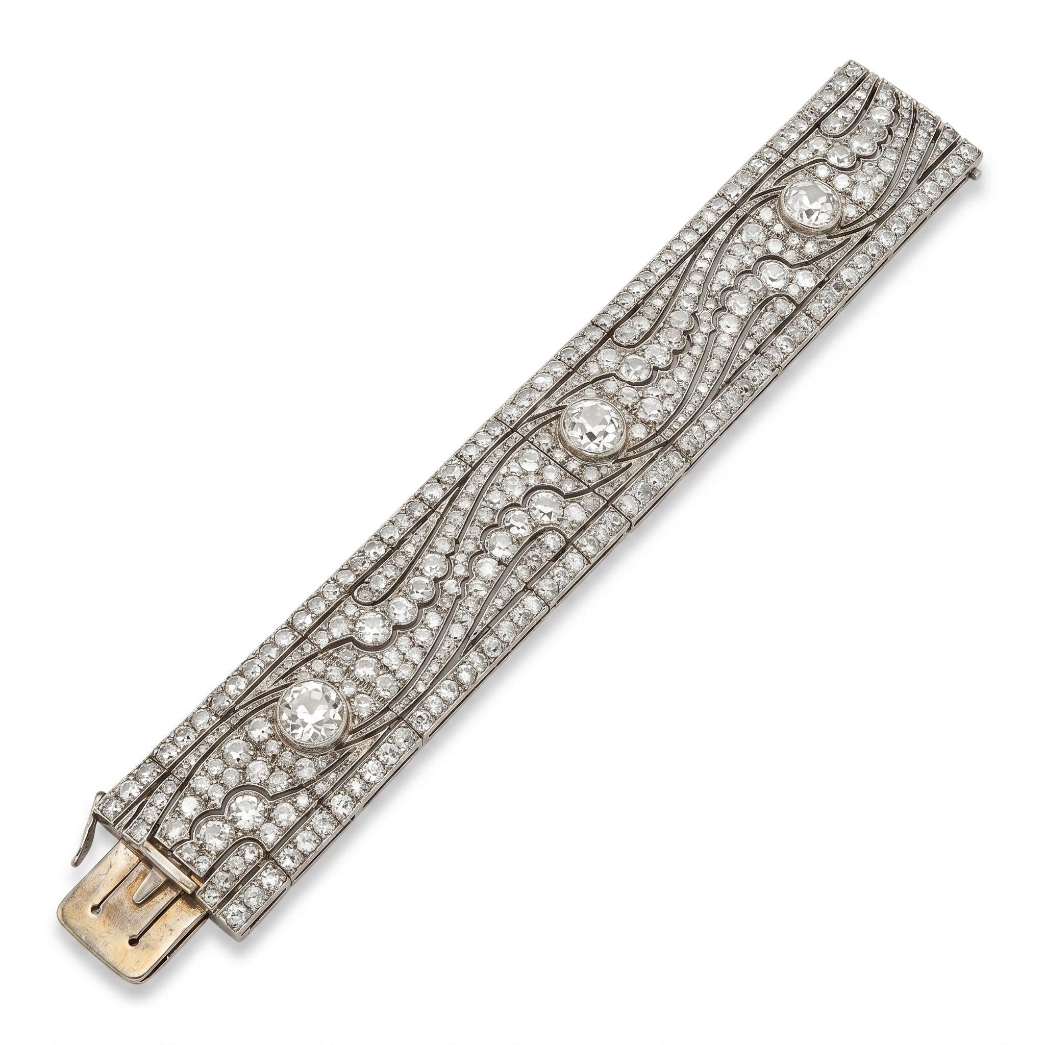 Art Deco French Platinum Diamond Bracelet