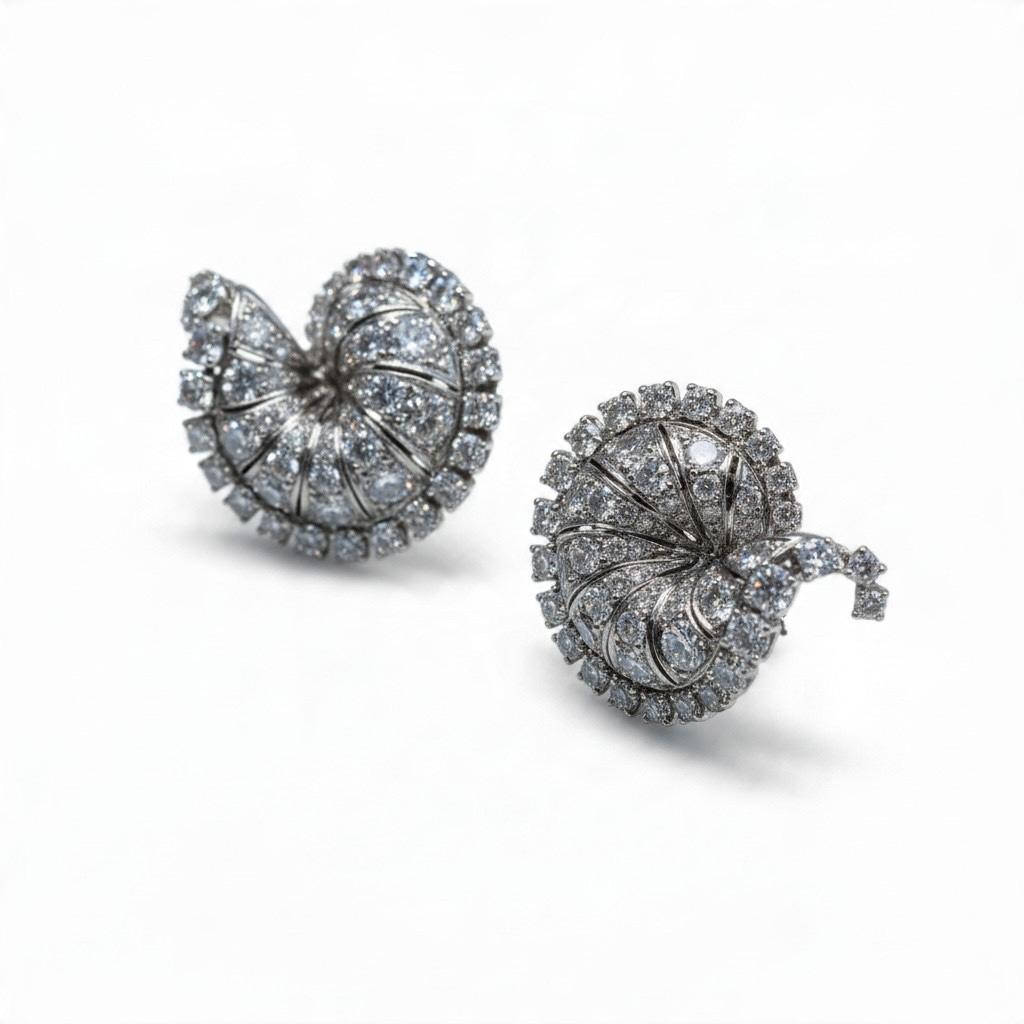Chaumet Platinum and Diamond Swirl Earrings