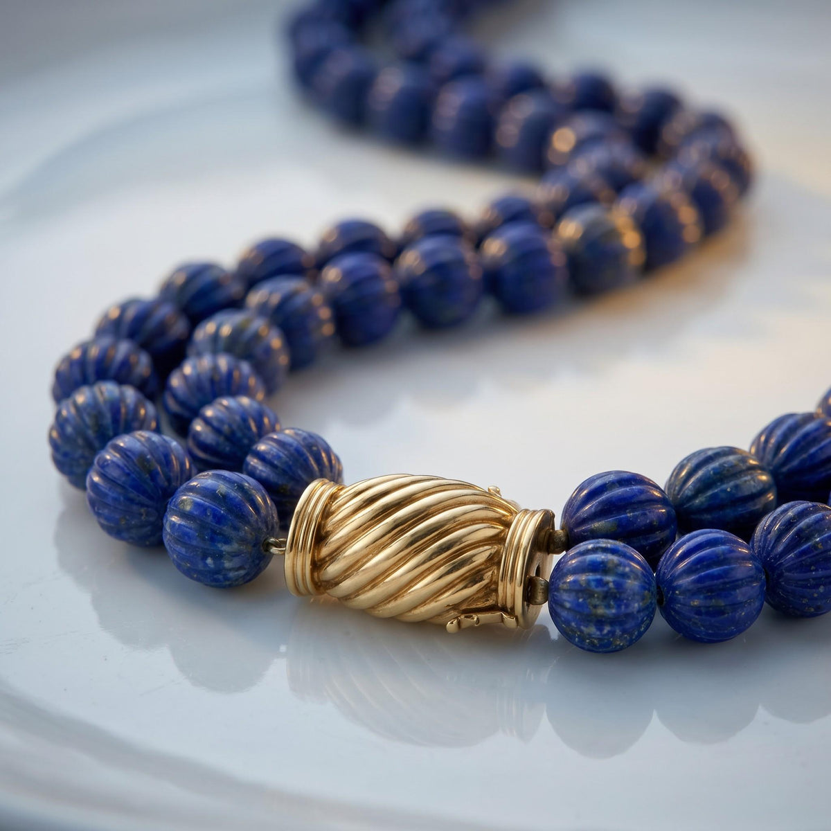1980s Bulgari Lapis Lazuli Bead Necklace, view 3