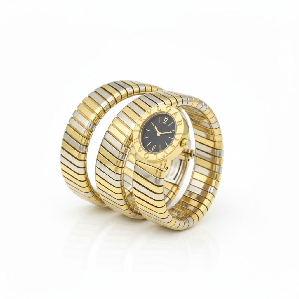 Vintage 1980s Bvlgari Two-Tone Tubogas Wrap Watch