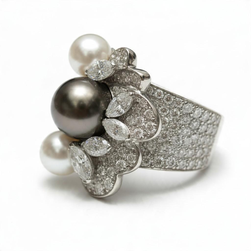 Van Cleef & Arpels Pearl and Diamond Ring
