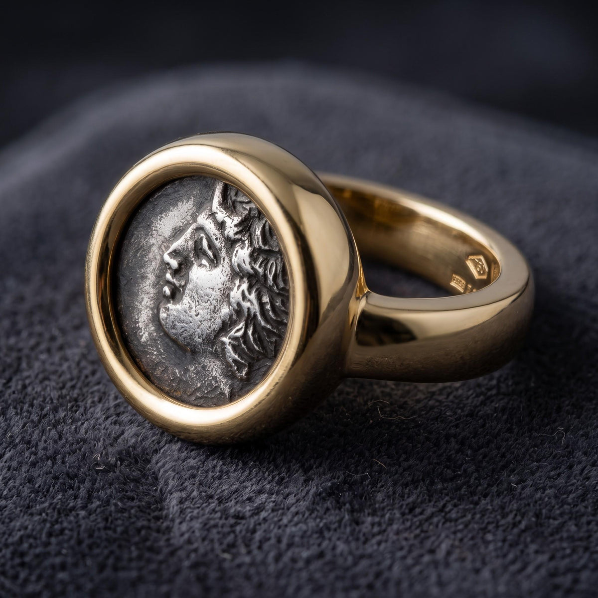 Bulgari Monete Ancient Coin 18K Gold Pinky Ring