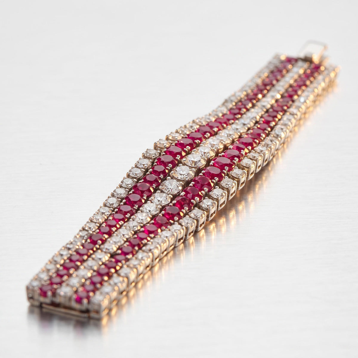1960 Burmese Ruby and Diamond Bracelet in White Gold, view 6
