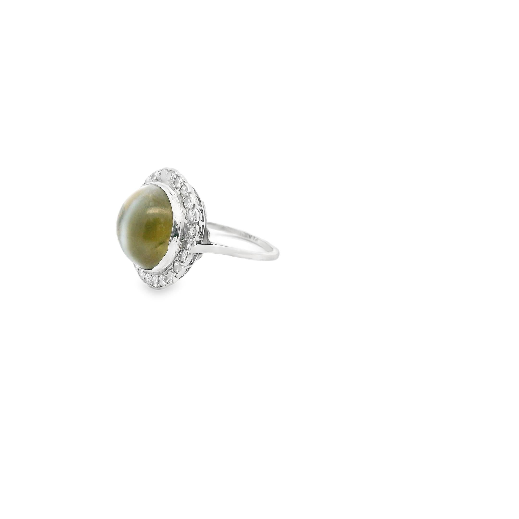 Platinum Cat’s Eye and Diamond Ring, Circa 1920
