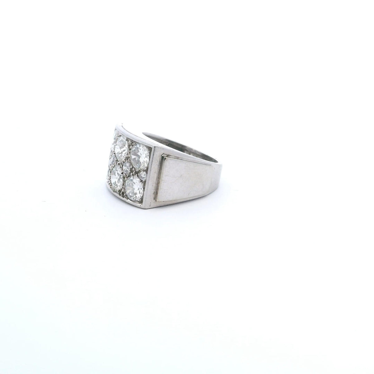 1930s French Art Deco Platinum and Old European-Cut Diamond Ring