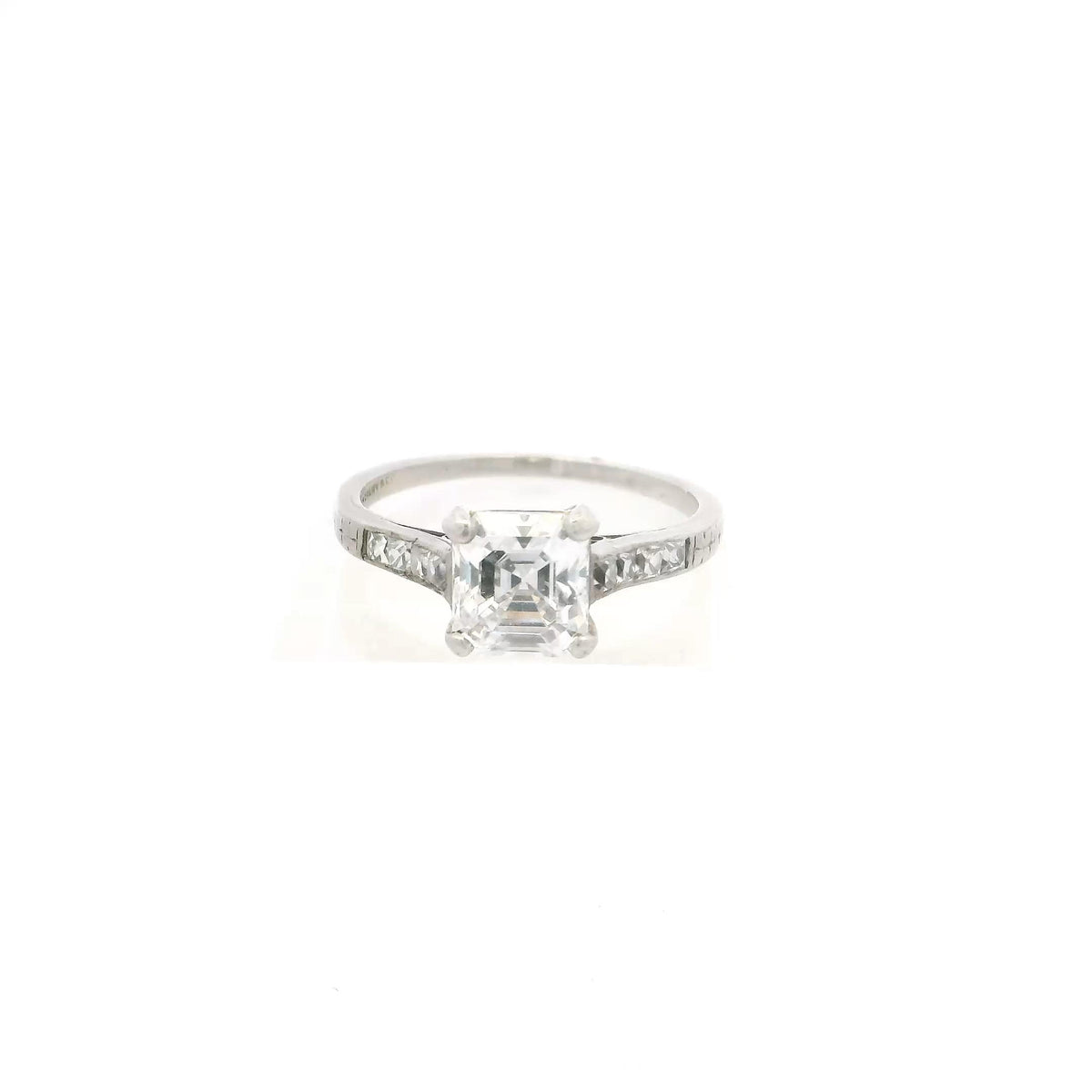 Tiffany & Co. Edwardian Step-Cut Diamond Ring in Platinum, view 3