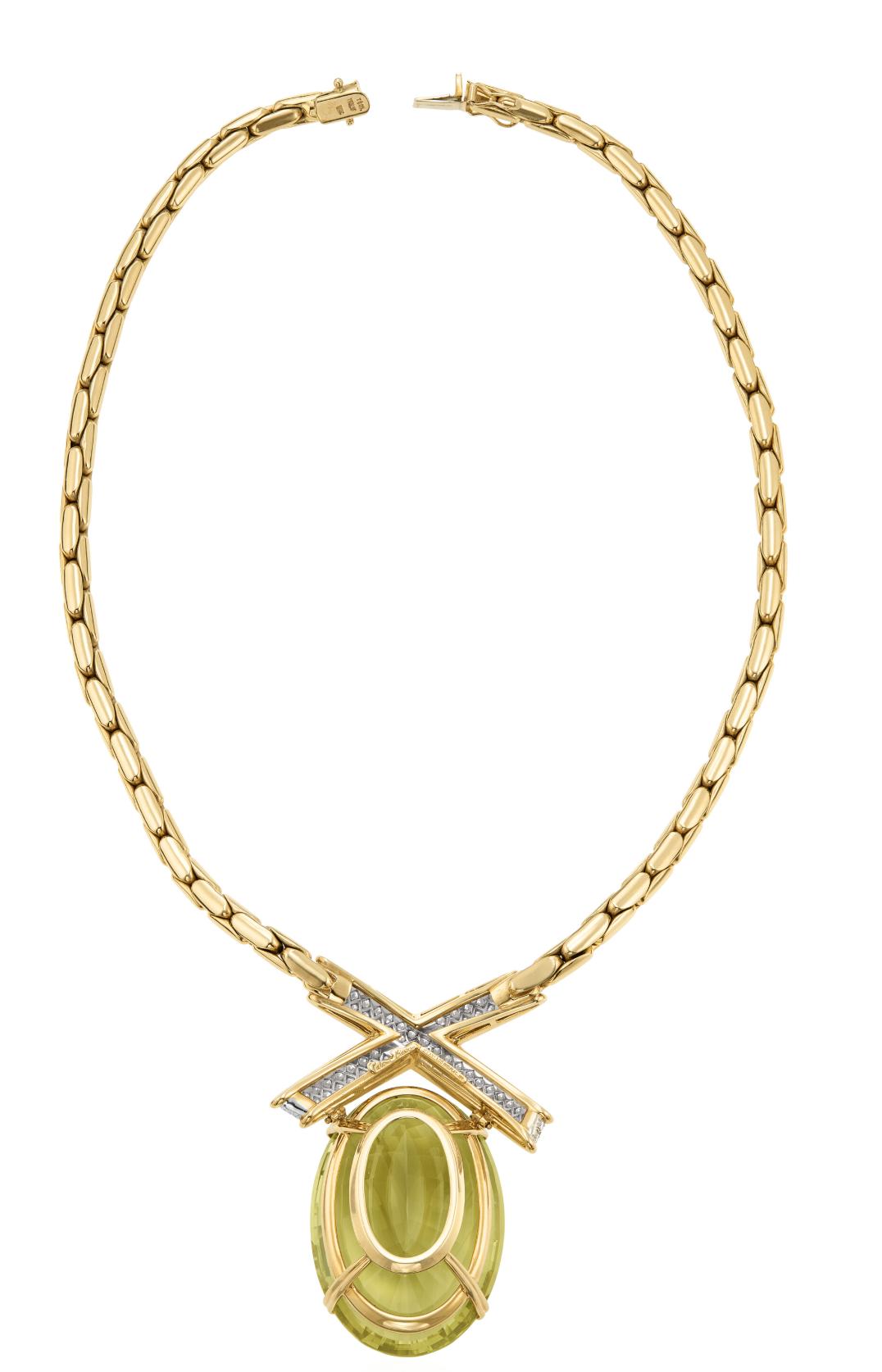 Tiffany & Co. Green Quartz and Diamond Collar Necklace by Paloma Picasso, c. 198