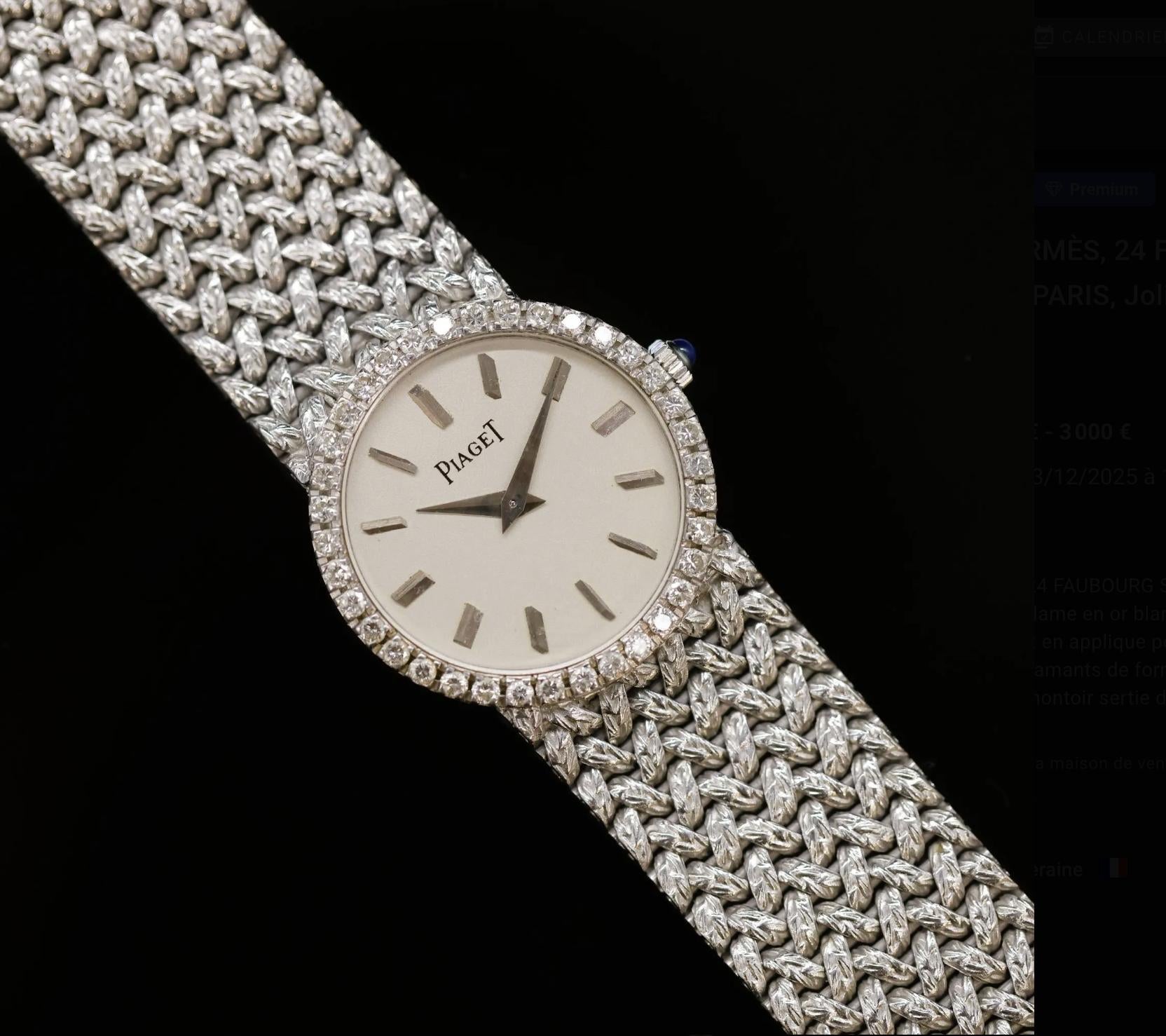 18I White Gold Diamond PIAGET for HERMES, PARIS Watch