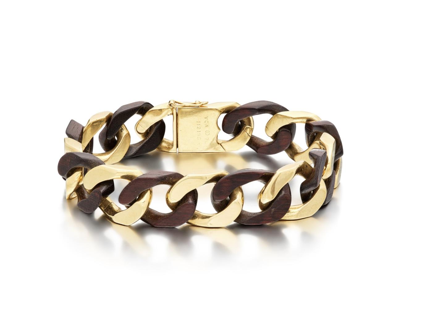 1970s Van Cleef & Arpels Gold and Wood Bracelet