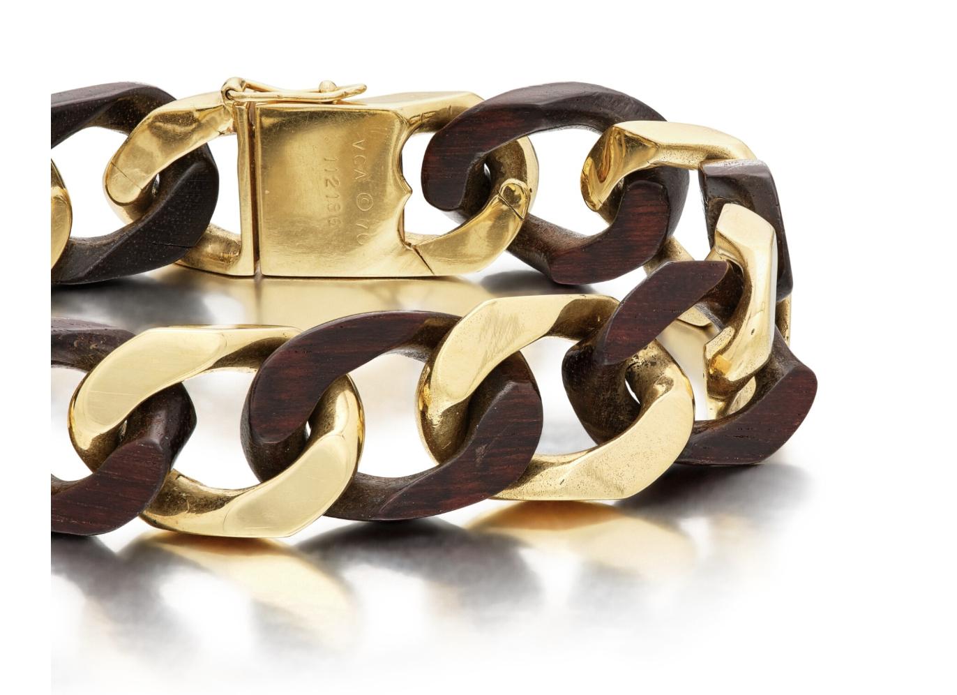 1970s Van Cleef & Arpels Gold and Wood Bracelet