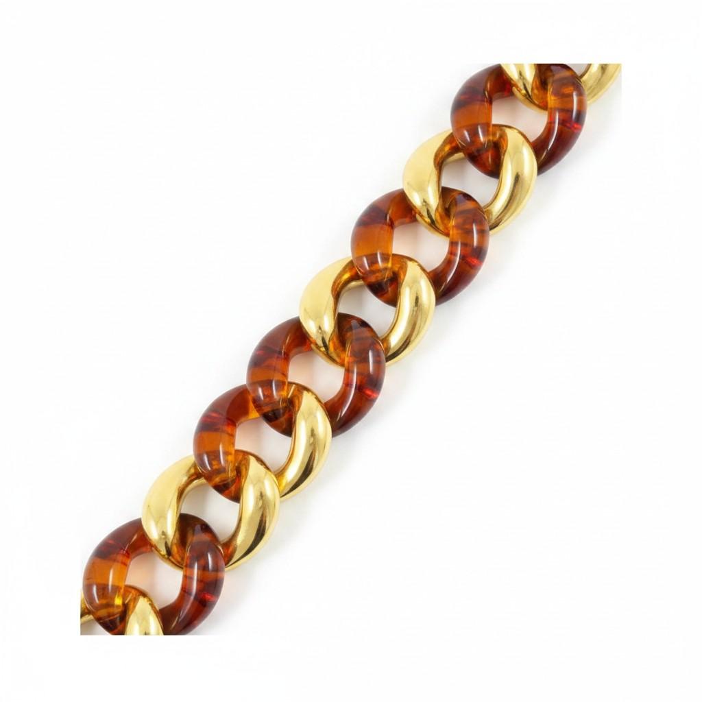 Seaman Schepps Amber and Gold Link Bracelet