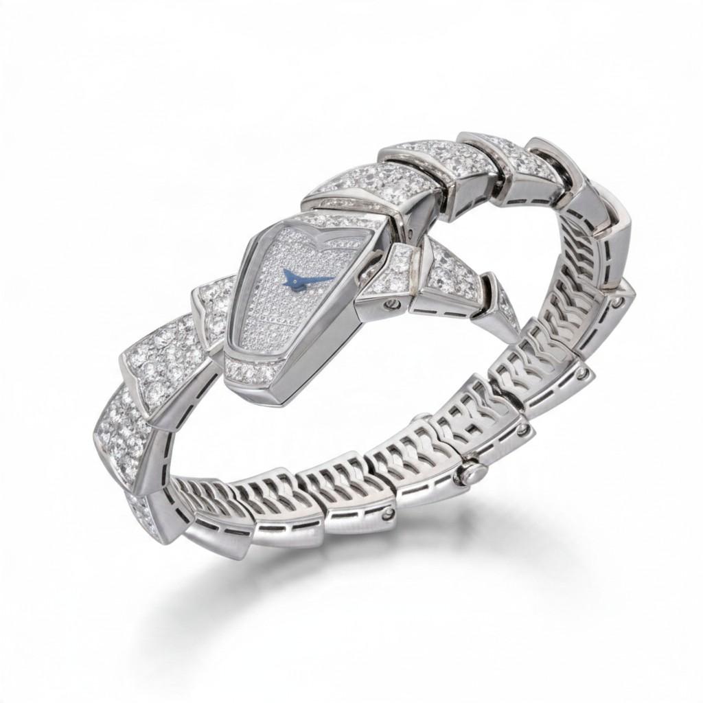 Bulgari Serpenti Scaglie Diamond Wristwatch in 18K White Gold