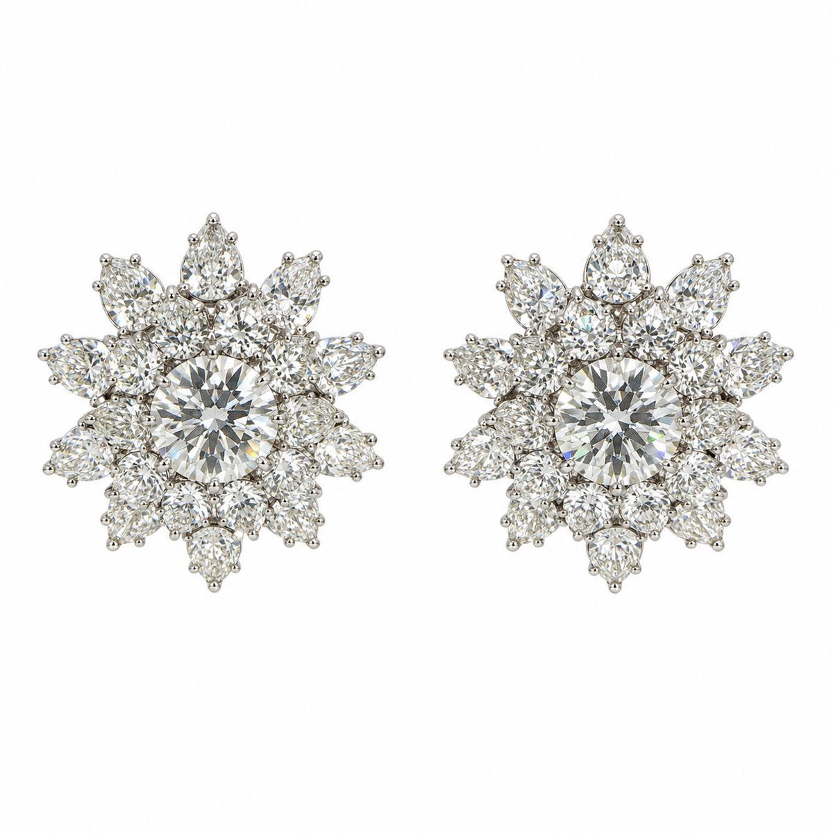 Harry Winston Diamond Cluster Earrings in 18K White Gold