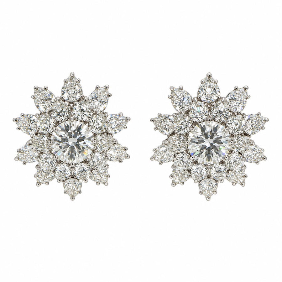 Harry Winston Diamond Cluster Earrings in 18K White Gold