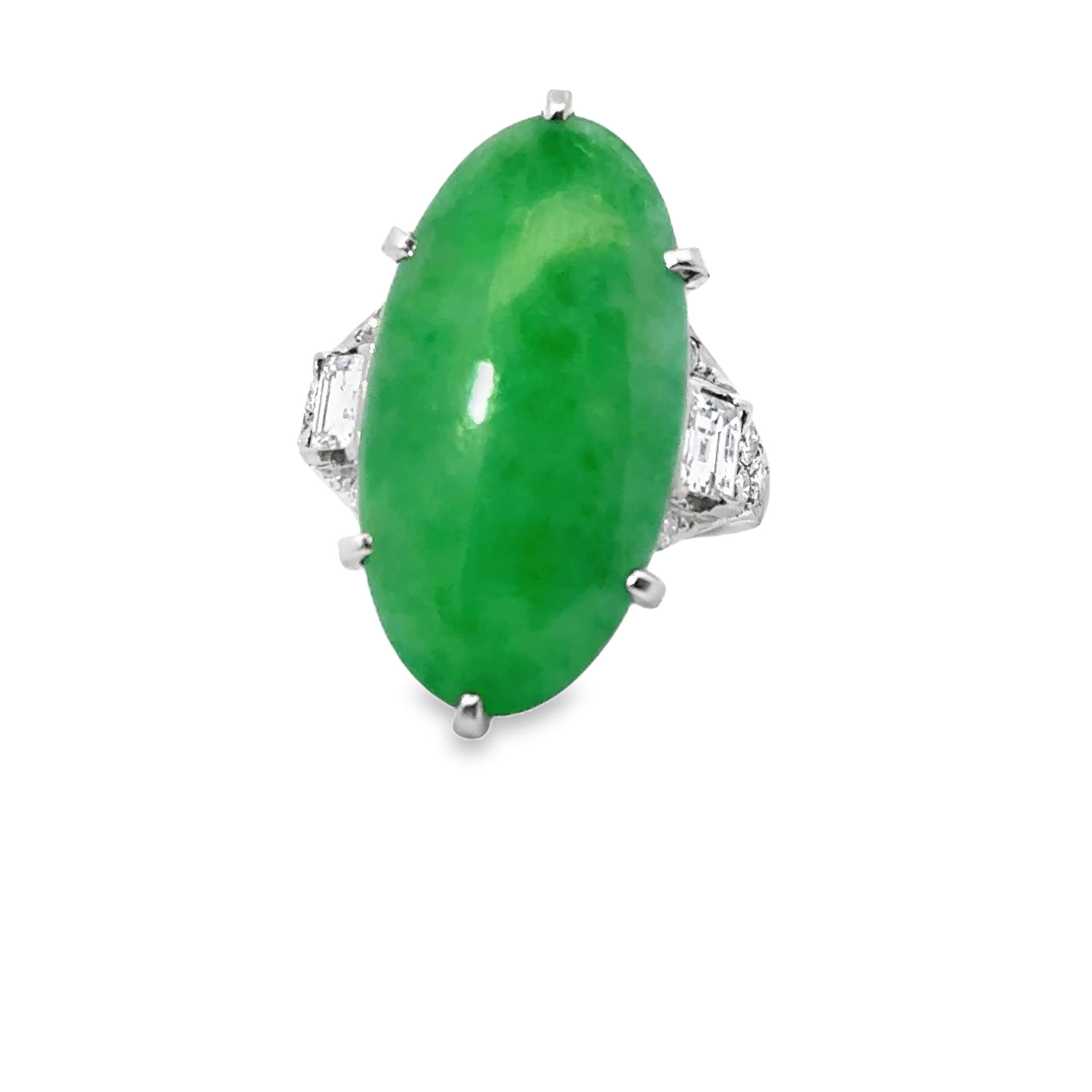 J.E. Caldwell Art Deco Jade And Diamond Ring, circa 1925  Serial No. F20539
