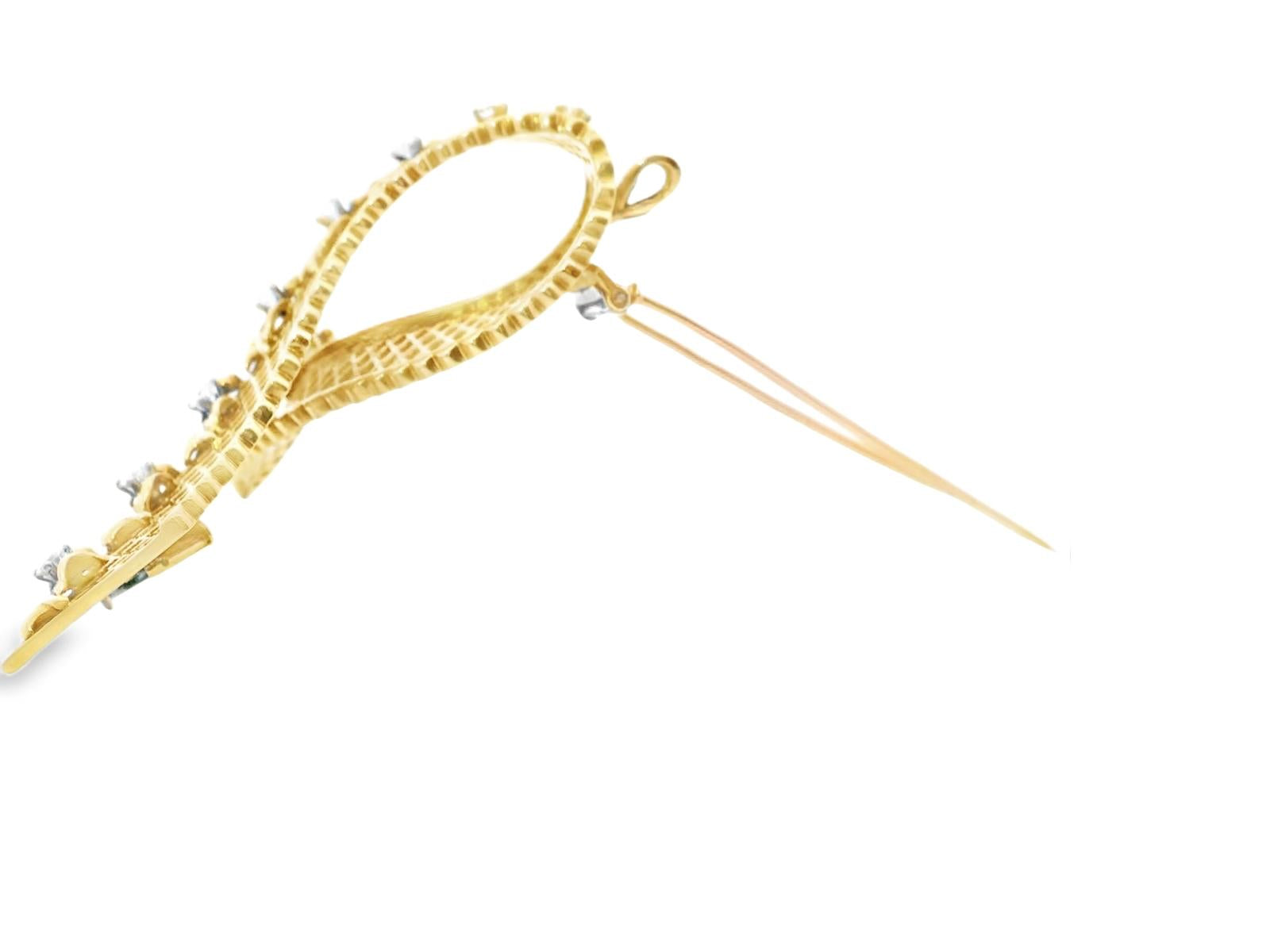 18k Yellow Gold  French 1940s Bow Gold & Diamond  Pin