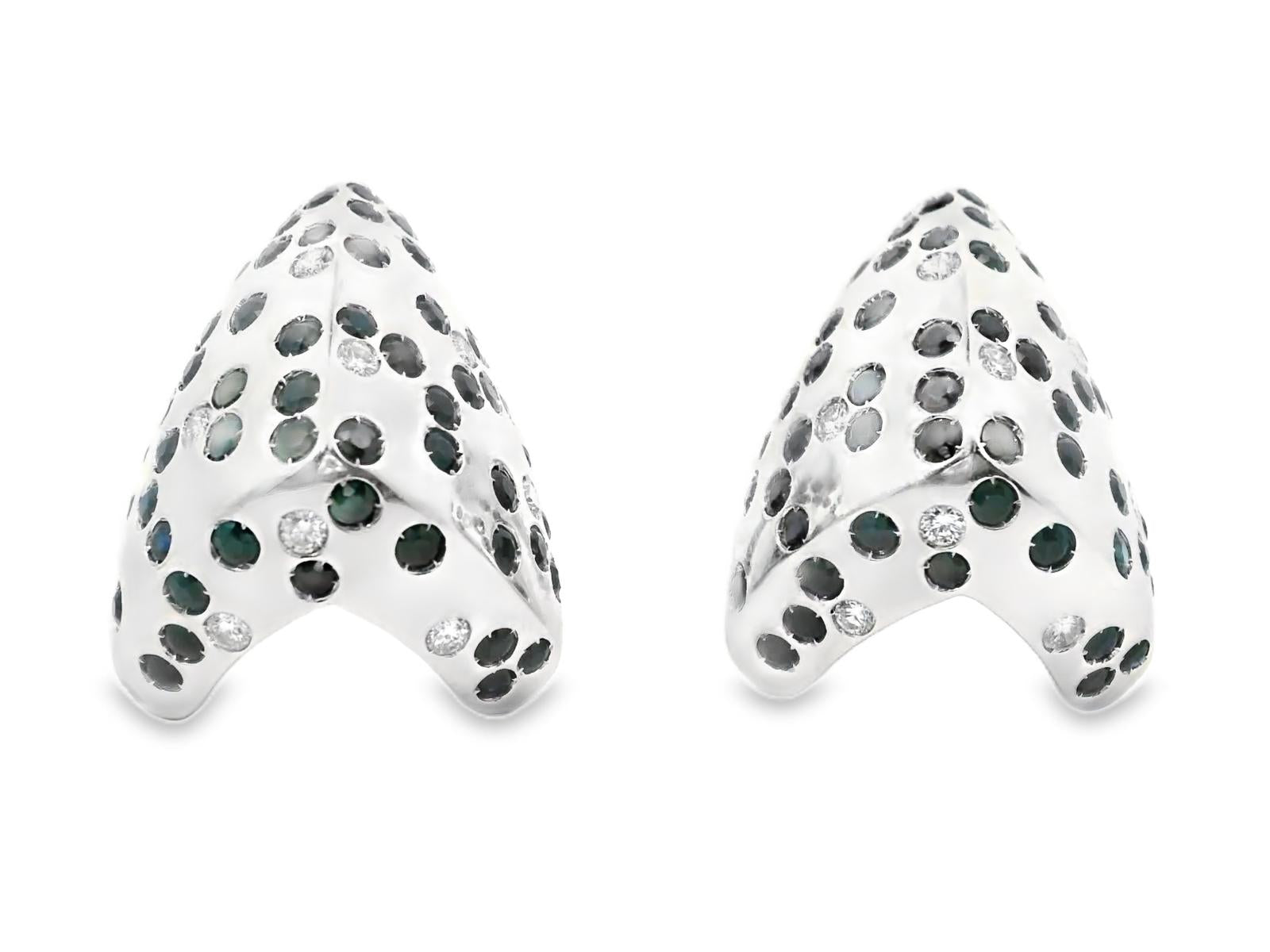 18KW Cantamessa 2000s Sapphire Diamond  Earrings