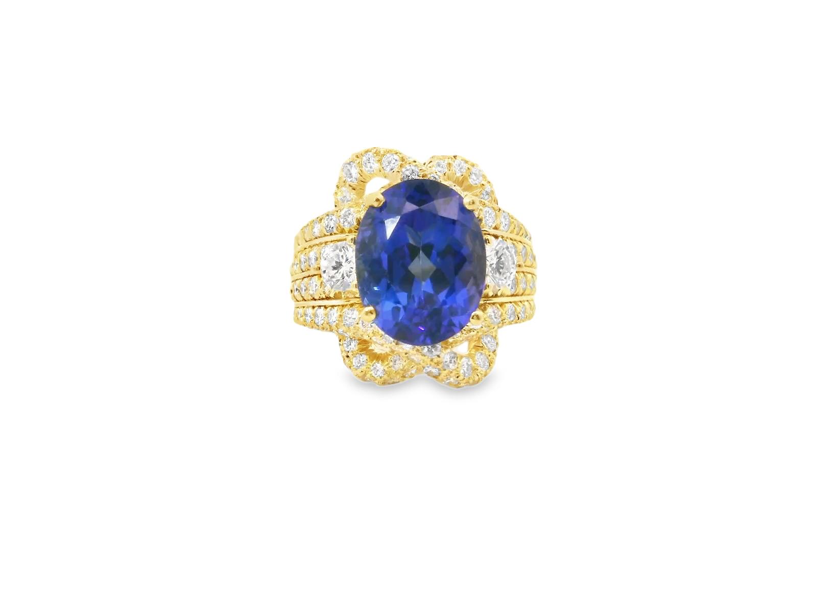 1980 Henry Dunay Tanzanite and Diamond Ring