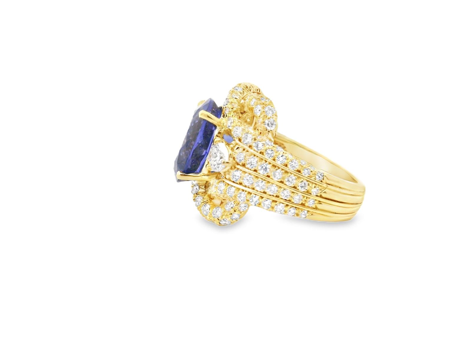 1980 Henry Dunay Tanzanite and Diamond Ring