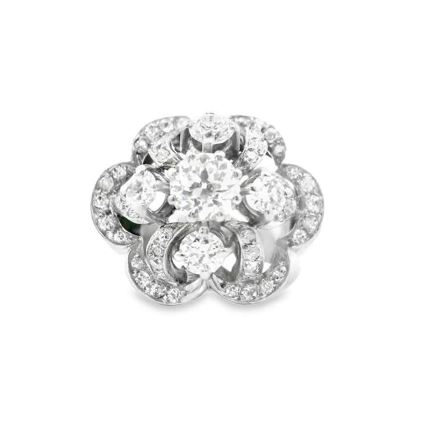 French Retro Diamond Platinum Ring