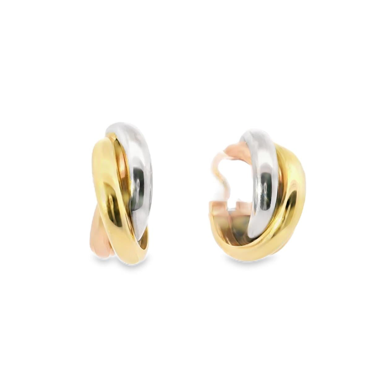 Cartier Trinity Earrings – 18K Yellow, White & Rose Gold – 1980s, France
