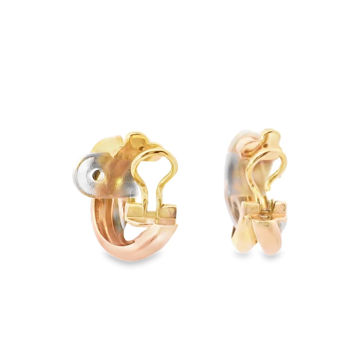 Cartier Trinity Earrings – 18K Yellow, White & Rose Gold – 1980s, France