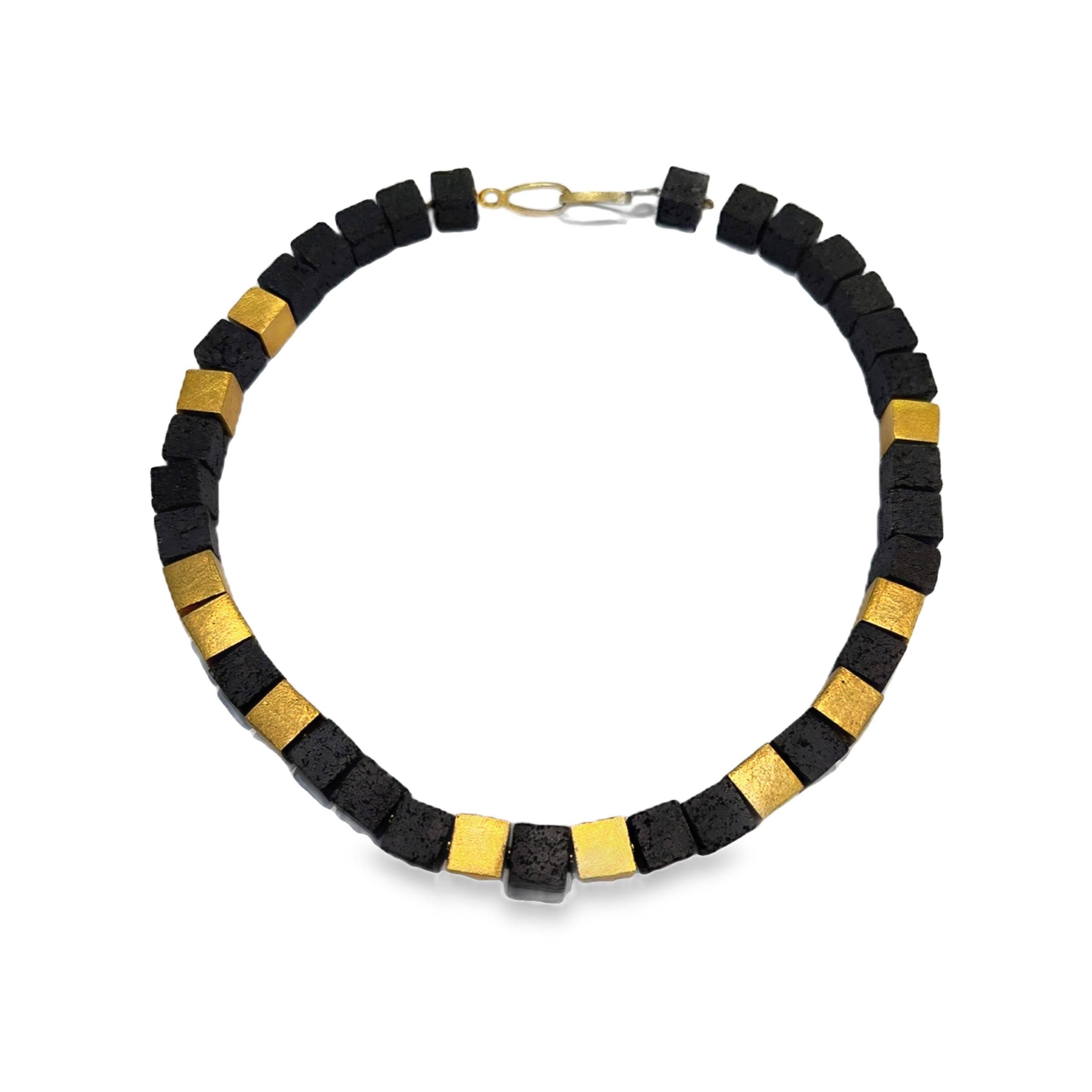 Silver Lava Cubic Modernist Necklace