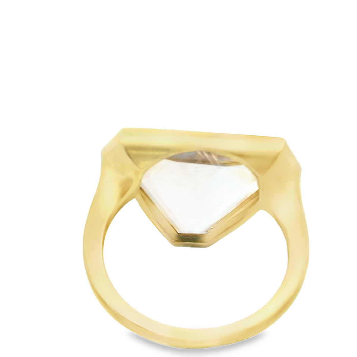 5.76-Carat Portrait-Cut Champagne Diamond Gold Ring