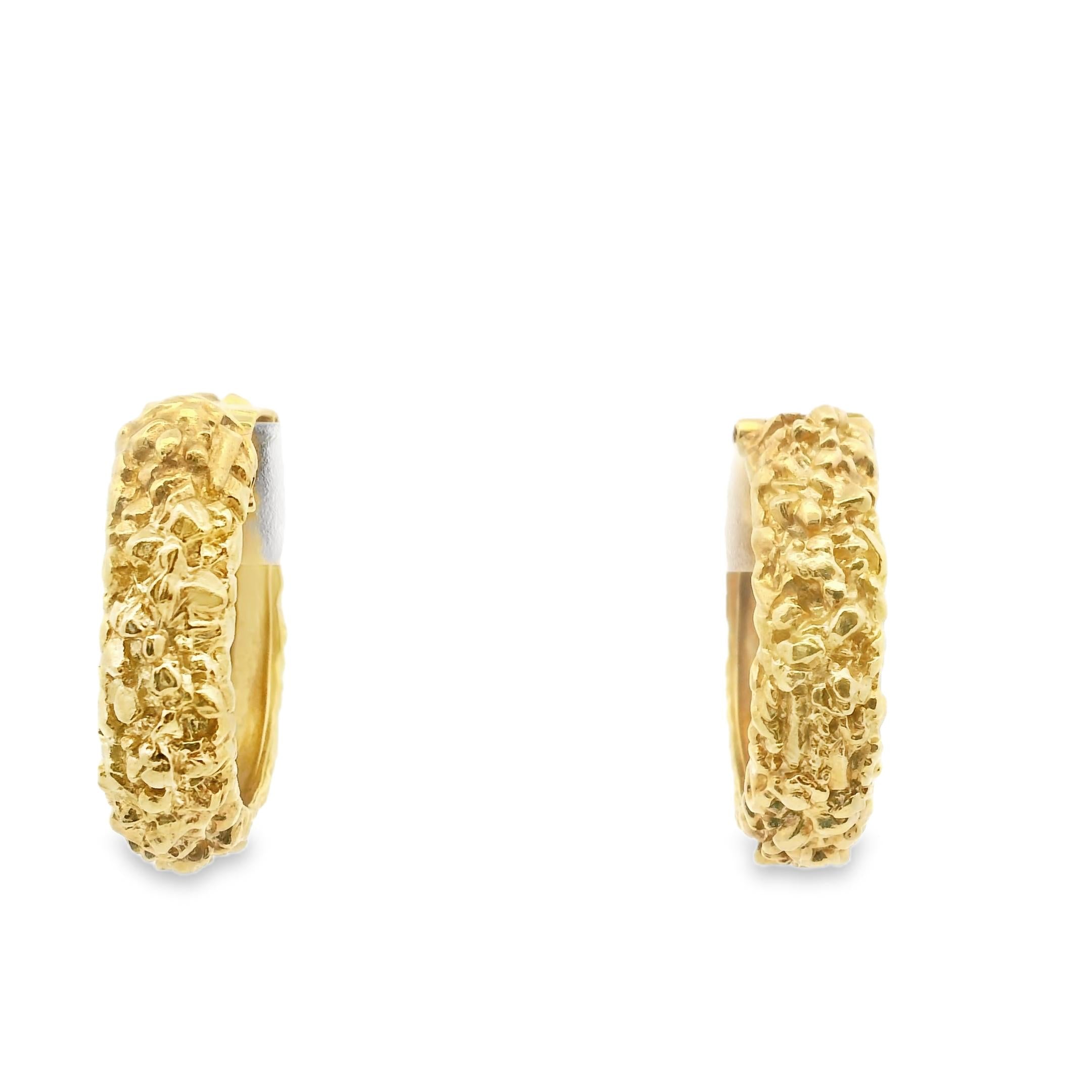 18k Yellow Gold  Cartier 1970s Textured Gold Earrings