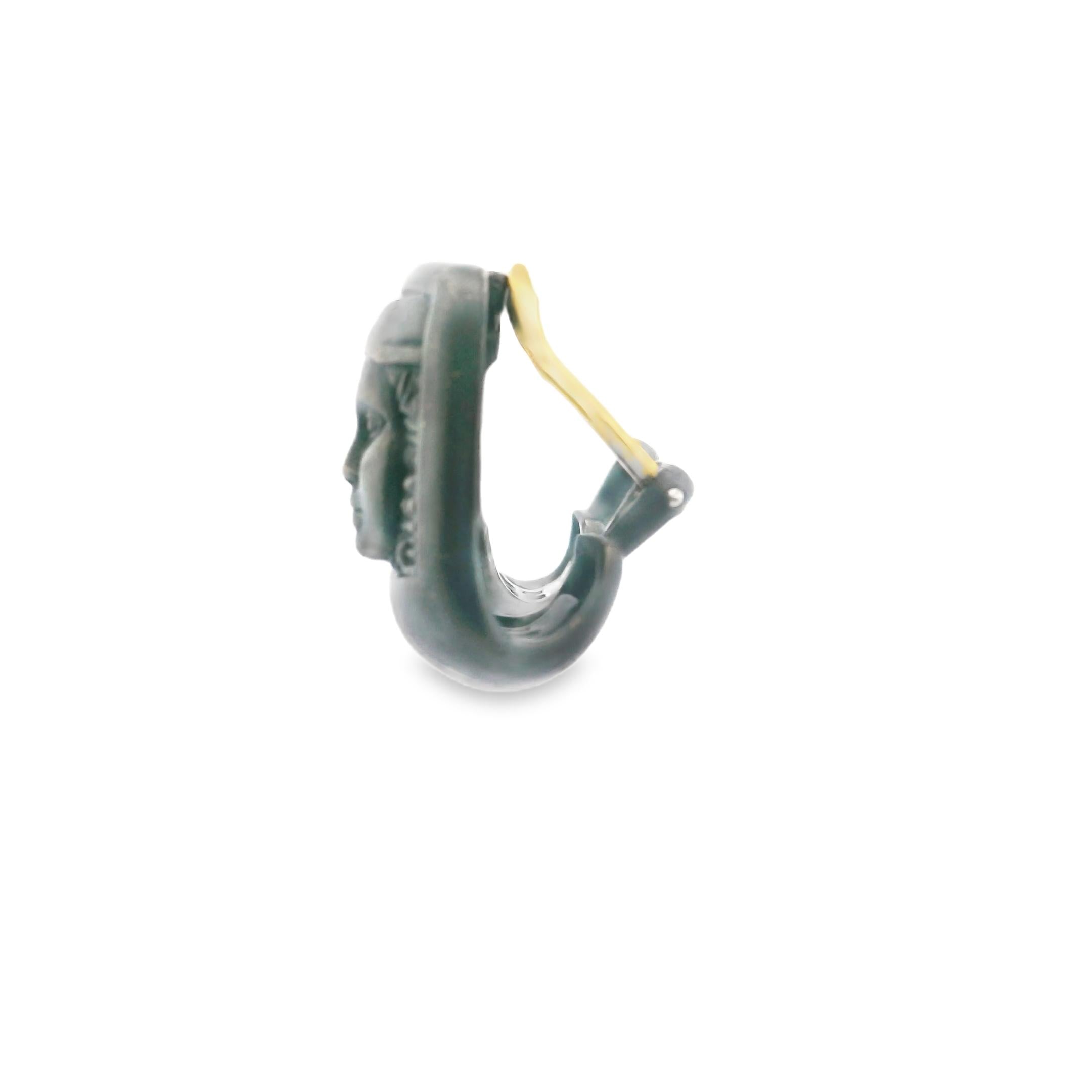 K. Kord Sculpted Face Gold Earclips United States, Circa 1990