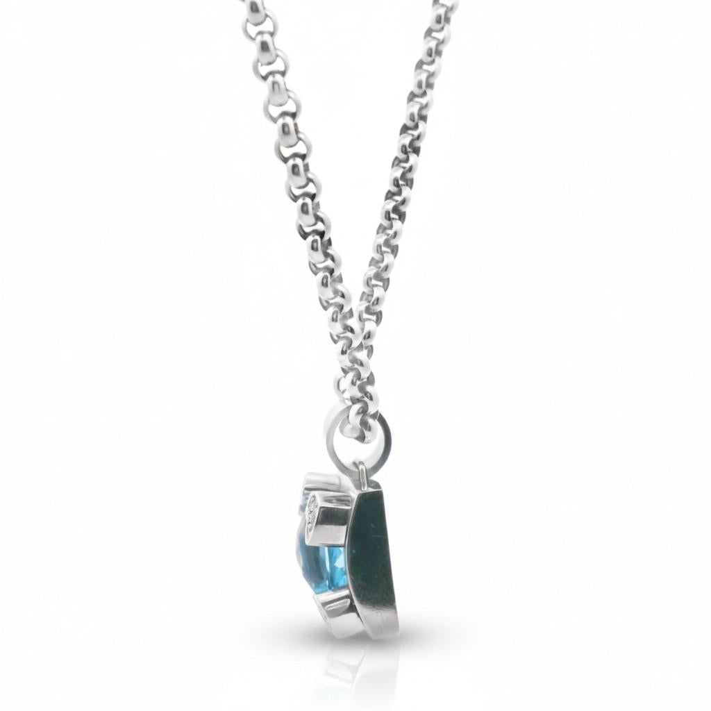Chopard Blue Topaz and Diamond Pendant Necklace Circa 2000