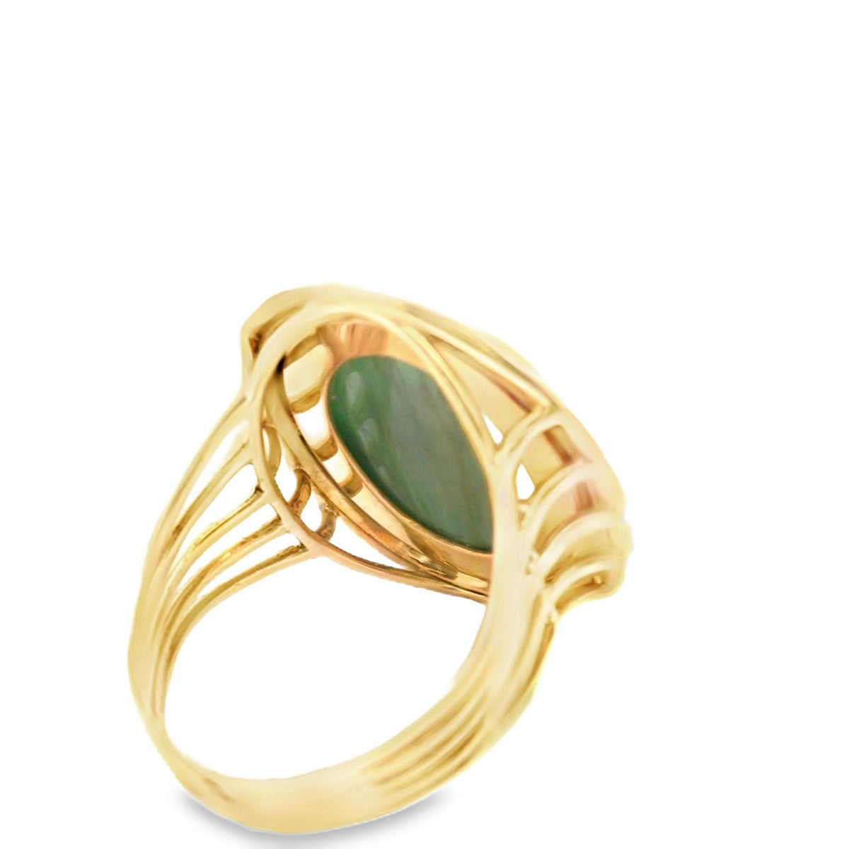 1950s French Carved Jade Buddha Ring in 18K Yellow Gold, view 4