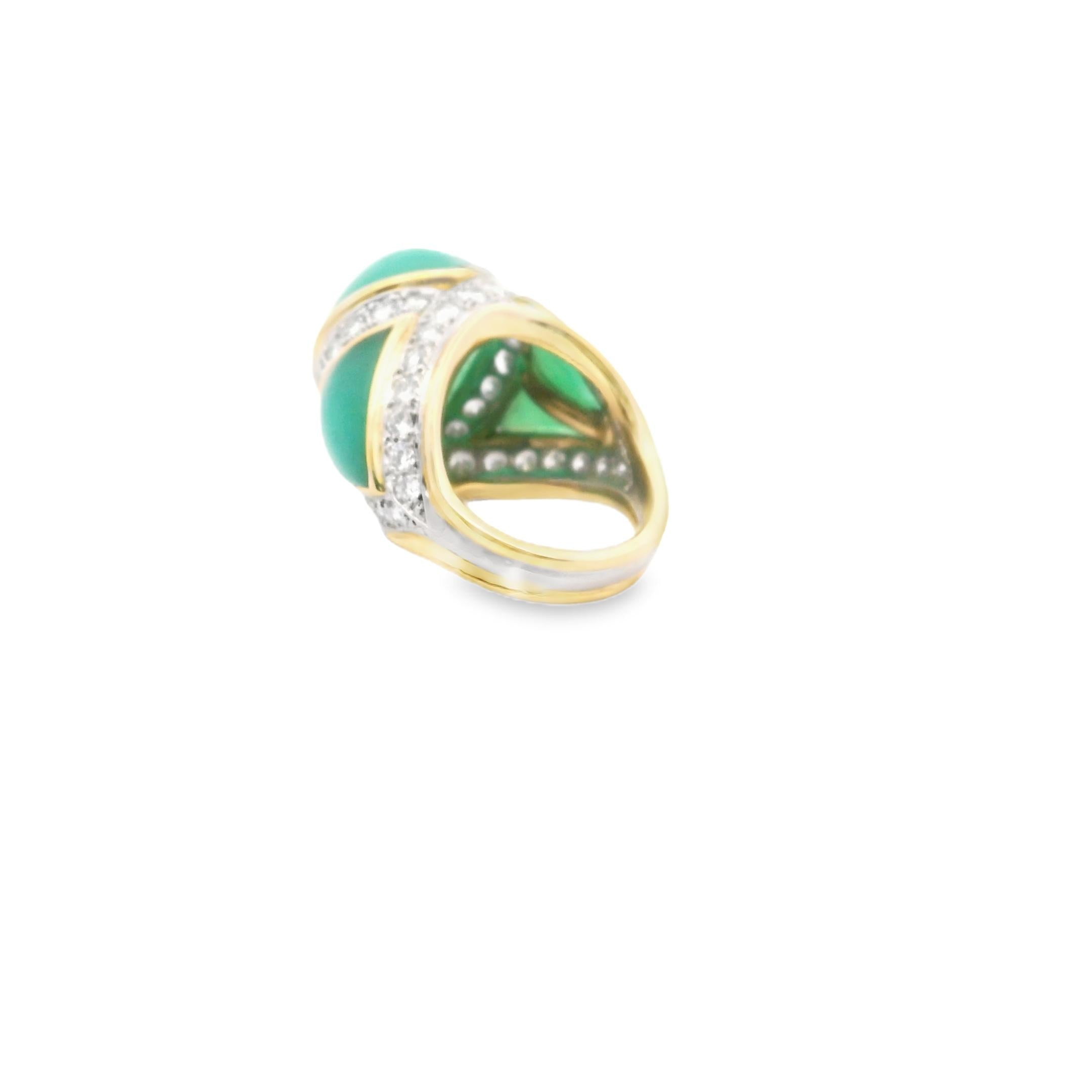 18K Yellow Gold Tiffany Nephrite Diamond Ring Design by Donald Claflin
