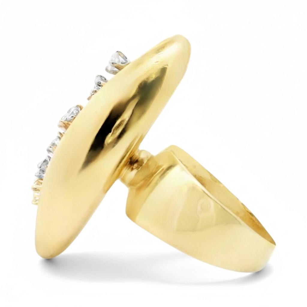 Sculptural Diamond Oval Ring Circa 1970s