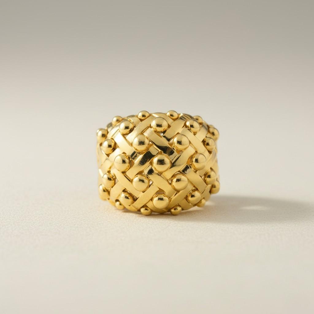 18k Yellow Gold Matelasse Ring