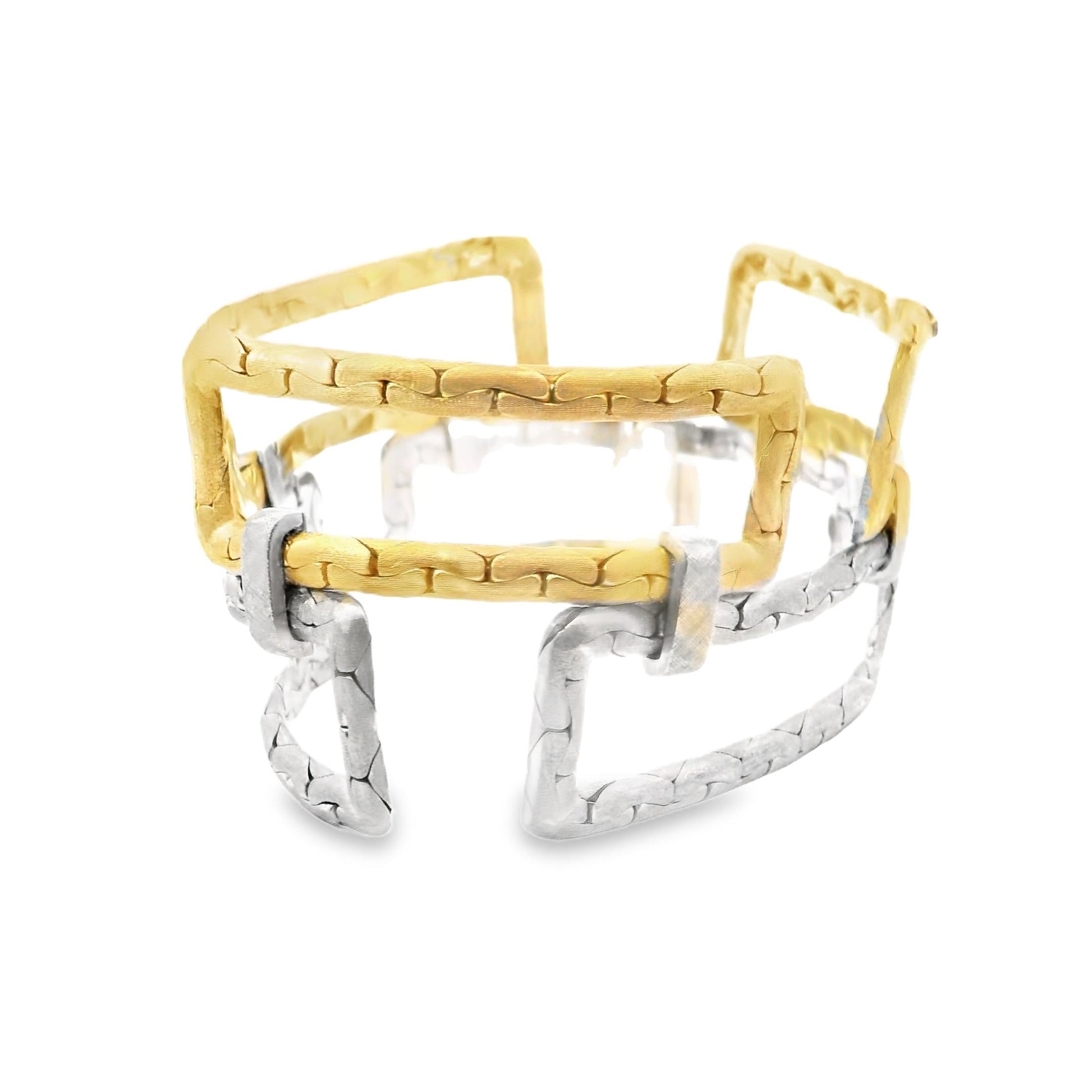 18K Y & W Villa 1970s Geometrical Gold Bracelet