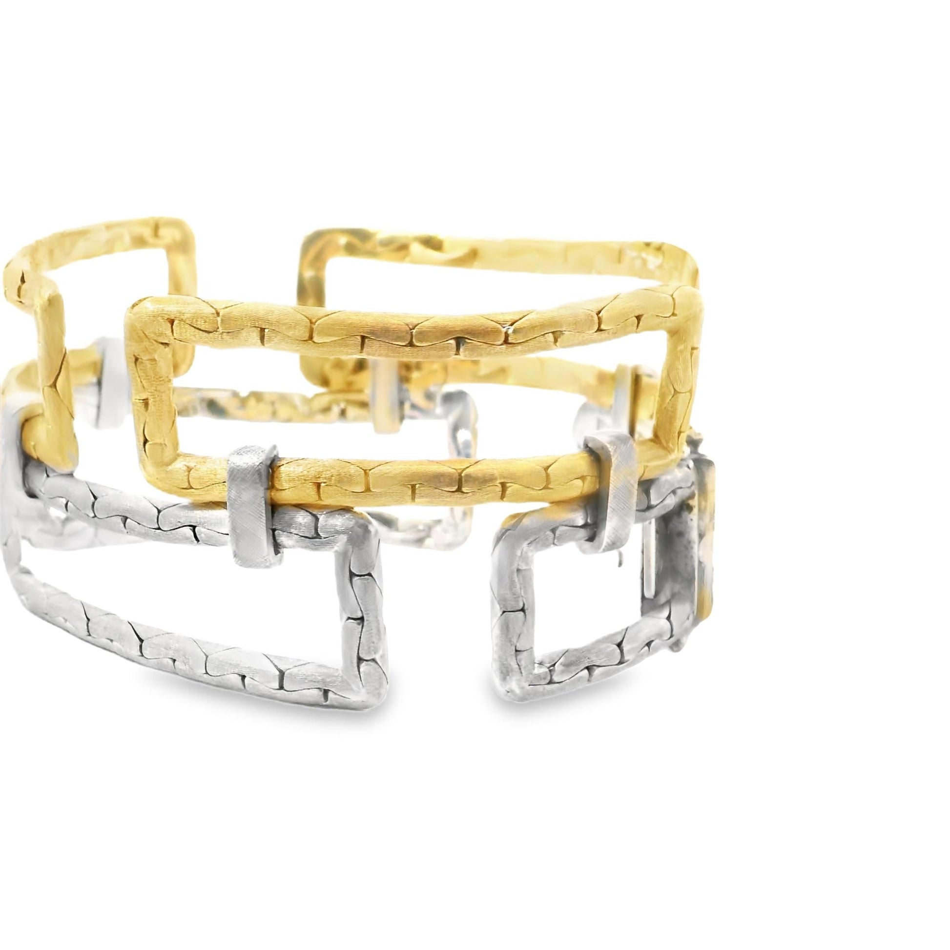 18K Y & W Villa 1970s Geometrical Gold Bracelet