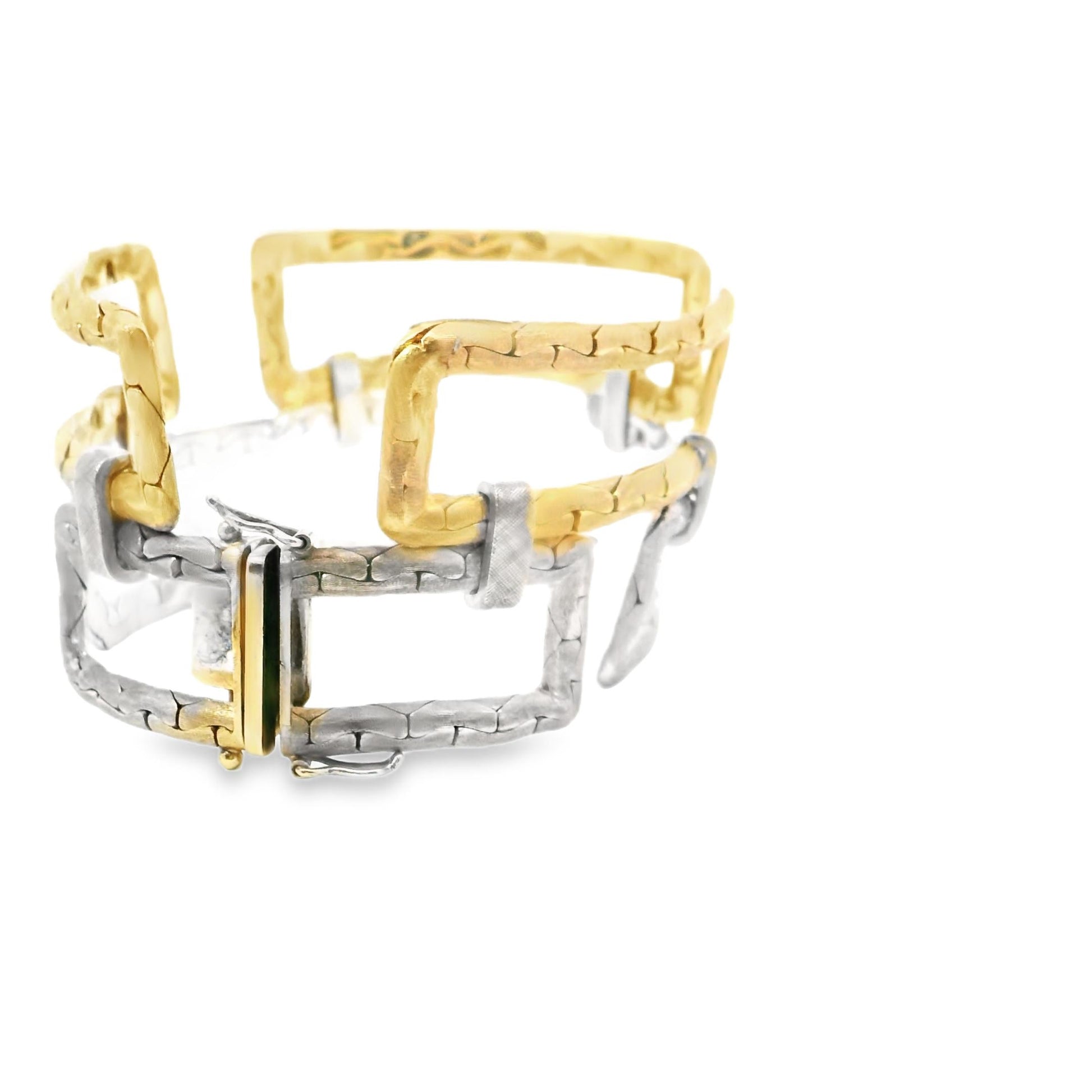18K Y & W Villa 1970s Geometrical Gold Bracelet