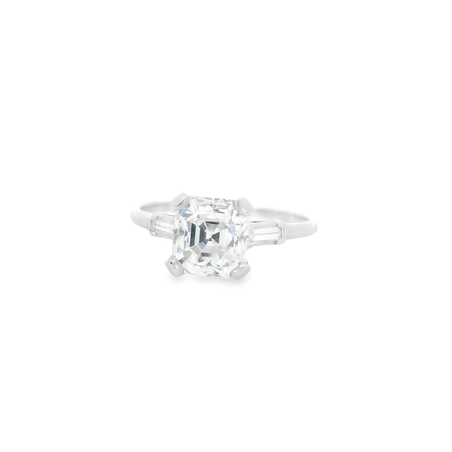 Platinum American Contemporary Engagement Diamond  Ring 2.65 ct Square Emerald c